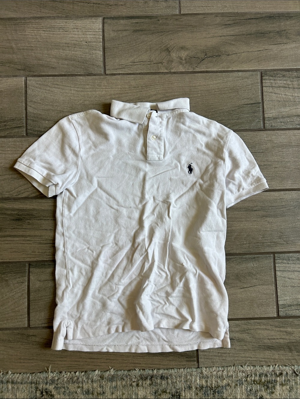 Ralph Lauren White Short-Sleeve Polo Shirt with Navy Pony